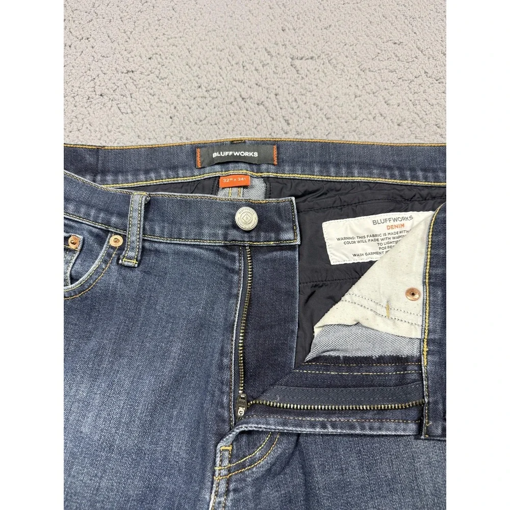 Bluffworks Denim Jeans Mens 32x33 Medium Wash Blue Regular Fit‎ Straight Leg